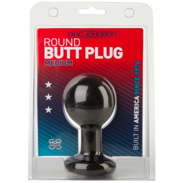 Doc Johnson Round Butt Plug Black Medium