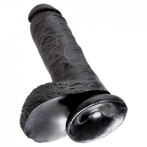 King Cock Cock with Balls Black 8in 3