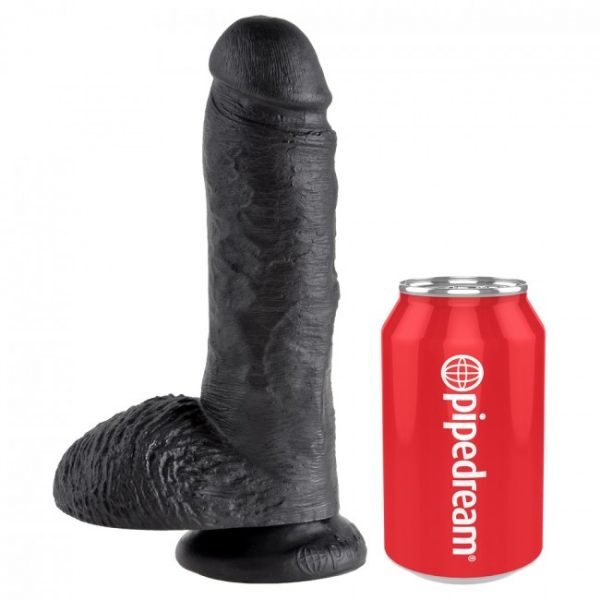 King Cock Cock with Balls Black 8in 4