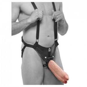 King Cock Strap On Harness with Two Cocks One Hole Flesh