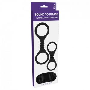 Kinx Bound To Please Blindfold Wrist And Ankle Cuffs Black OS 3