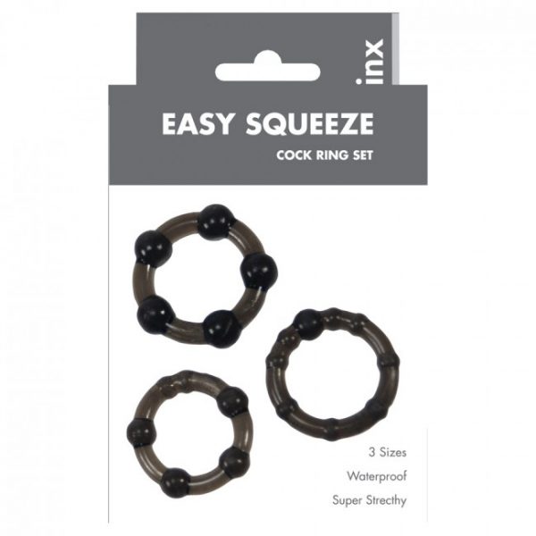 Linx Easy Squeeze Cock Ring Set Black OS