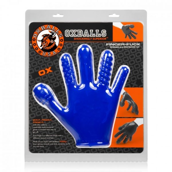 Oxballs Finger Fuck Glove Blue Os 5