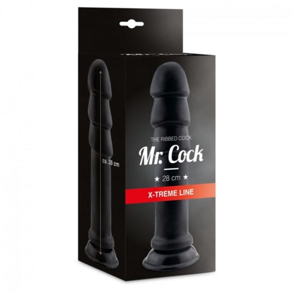 Mr Cock X Treme Line Ribbed Cock Black 28cm