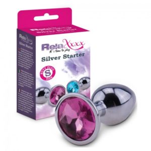 RelaXxxx Silver Starter Butt Plug Pink Small 3