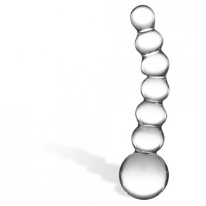 Glas Curved Glass Beaded Dildo Clear 1