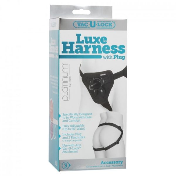 Vac U Lock Platinum Luxe Harness With Plug Black Os 2