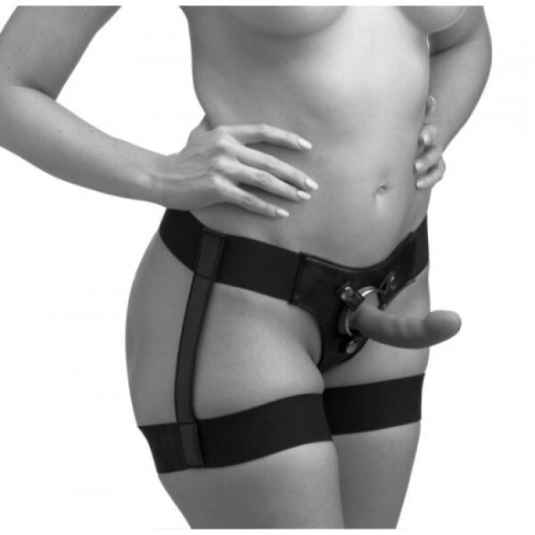 Bardot Elastic Strap On Harness With Thigh Cuffs - Strap-Ons in Role-Play