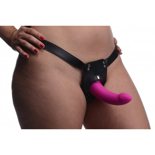 Double Take 10X Double Penetration Vibrating Strap on Harness Purple -strap-ons for beginners