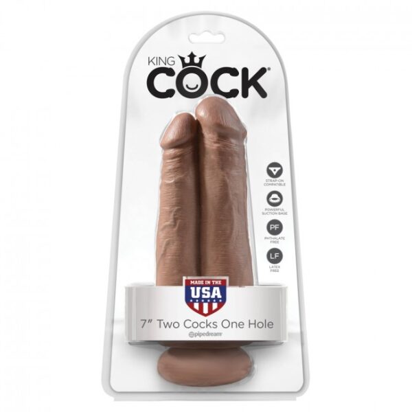 King Cock Two Cocks One Hole Tan 7in 2
