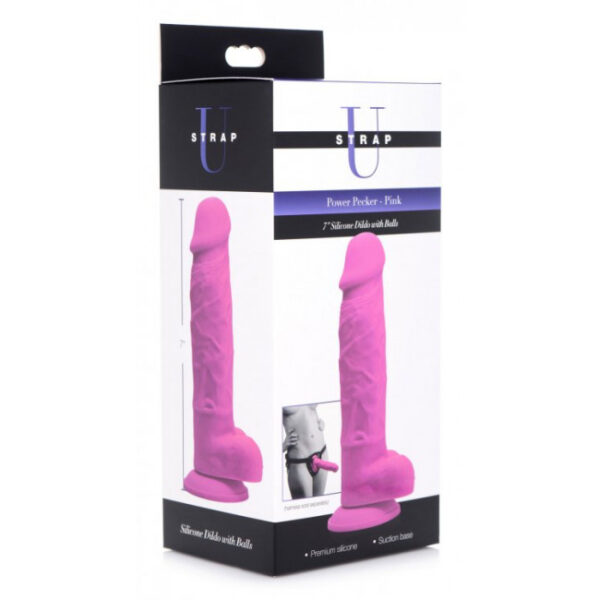Power Pecker 7 Silicone Dildo with Balls Pink 1