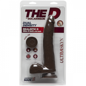 The D Realistic D Slim with Balls Chocolate 9in 1