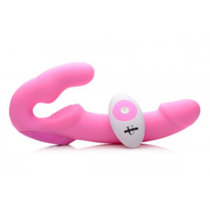 Urge Pink Vibrating Strapless Strap On w Remote Control