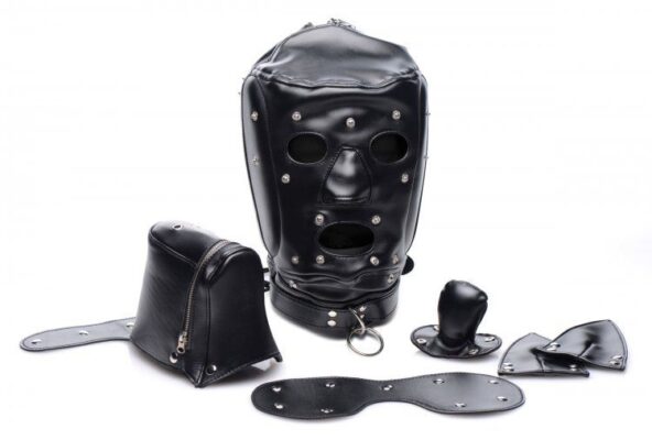 Muzzled Universal BDSM Hood with Removable Muzzle 5