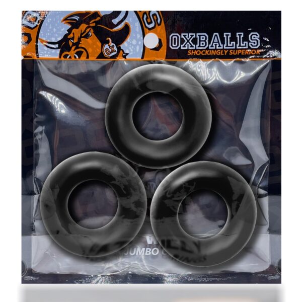 Oxballs Fat Willy 3 Pack Jumbo Cockrings Black 1