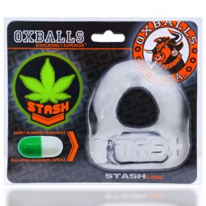 Oxballs Stash Cockring With Aluminum Capsule Insert Clear 1