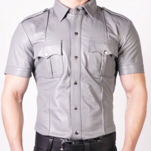 Prowler RED Slim Fit Leather Police Shirt Grey