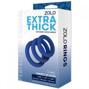Zolo EXTRA THICK SILICONE COCK RING 3 PK Blue 1
