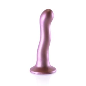 Ouch Ultra Soft Silicone Curvy G Spot Dildo 7inch Metallic Rose | Stylised & Non Penis Shape