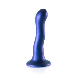 Ouch Ultra Soft Silicone Curvy G Spot Dildo 7inch Metallic Blue | Stylised & Non Penis Shape