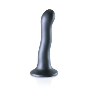 Ouch Ultra Soft Silicone Curvy G Spot Dildo 7inch Metallic Grey | Stylised & Non Penis Shape