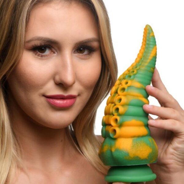 Creature Cocks Monstropus Tentacled Marble Green and Yellow Monster Silicone Dildo - Image 5