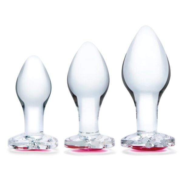 Glas 3pc Heart Jewel Anal Training Kit | Glass Dildo & Plugs