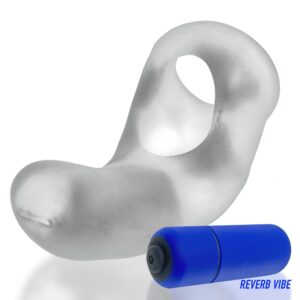 Hunkyjunk Buzzfuck Sling With Taint Vibe Vibrating Cock Sling Clear Ice | Cock Rings