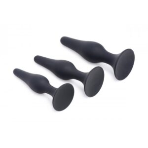 Master Series Triple Spire Tapered Silicone Anal Trainer Set Black | Anal Sex Toys