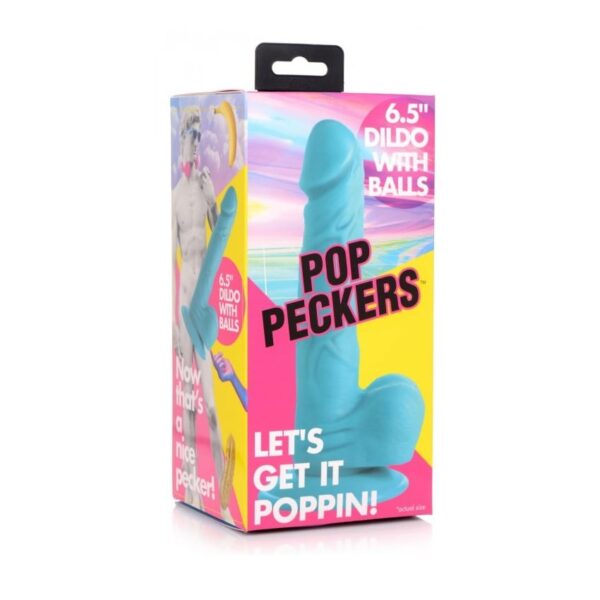 Pop Peckers Dildo With Balls Blue (6.5”) - Image 2