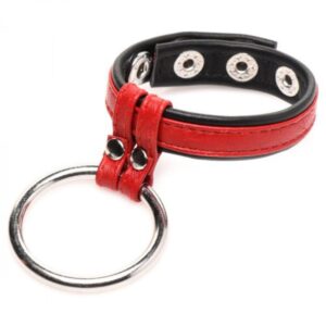 Strict Leather Cock Gear Leather and Steel Cock & Ball Ring Red | Cock Rings