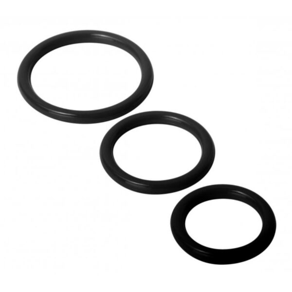 Trinity For Men Penis Rings Set Of 3 Silicone Black | Cock Rings