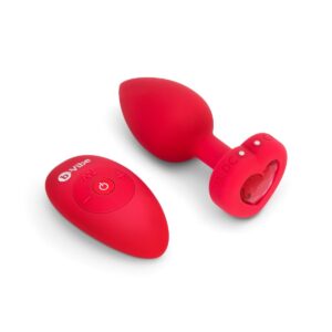 b-Vibe Vibrating Heart Plug Red M/L | Anal Sex Toys